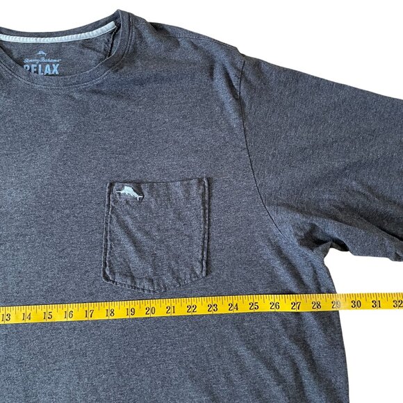 Tommy Bahama Relax T-Shirt Men's Size 3XL Tall 3XT Gray Pocket T Cotton Vacation - Picture 3 of 5